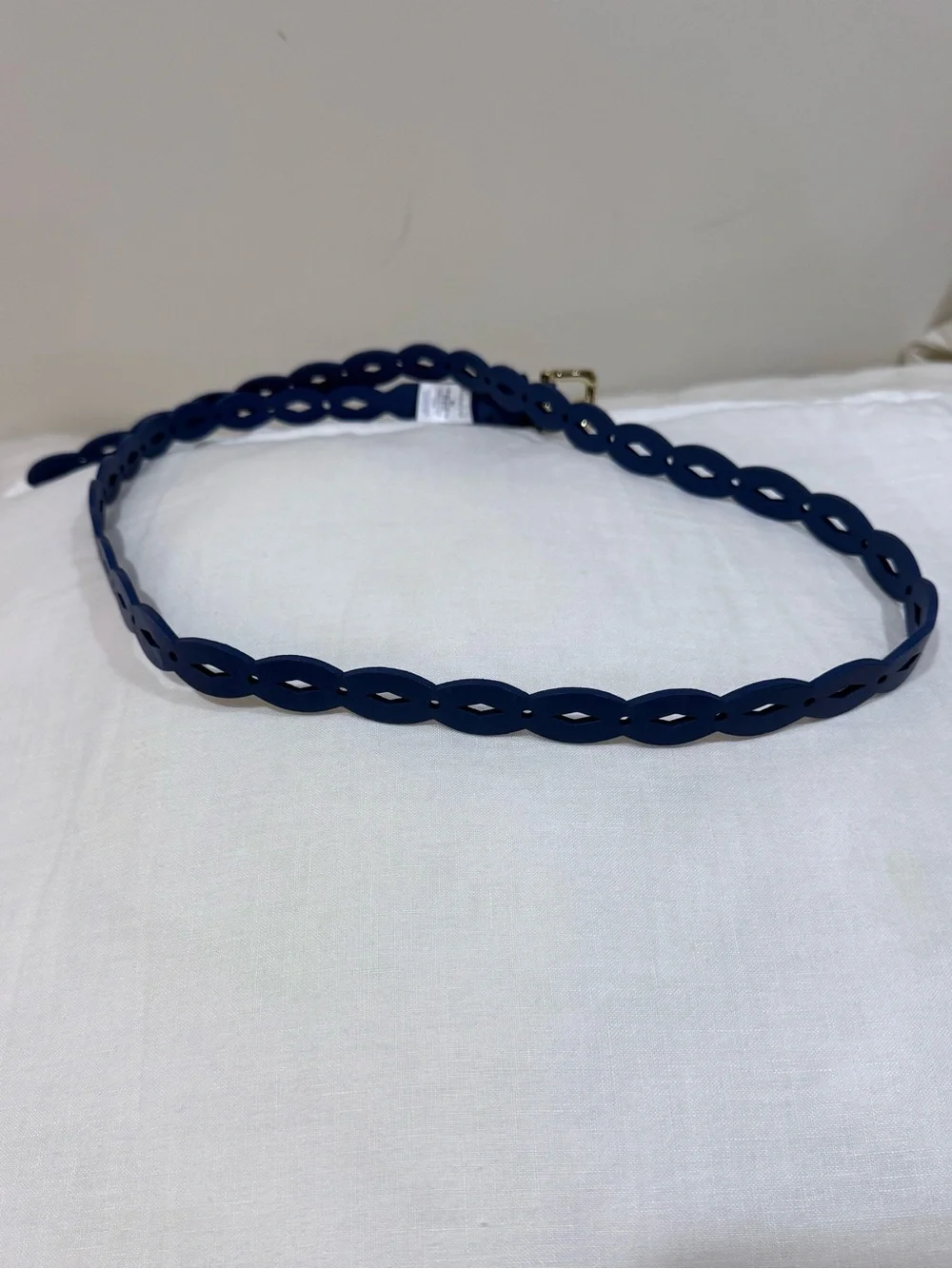 Lands' End Blue Braided Leather Oval Cutout Belt